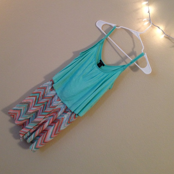 Mint green romper with Aztec bottom
