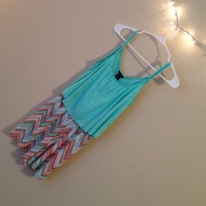 Mint green romper with Aztec bottom