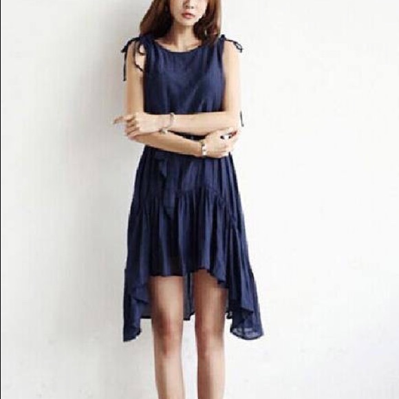 Solid Color Asym Hem Sleeveless Women's Dress - Picture 1 of 2
