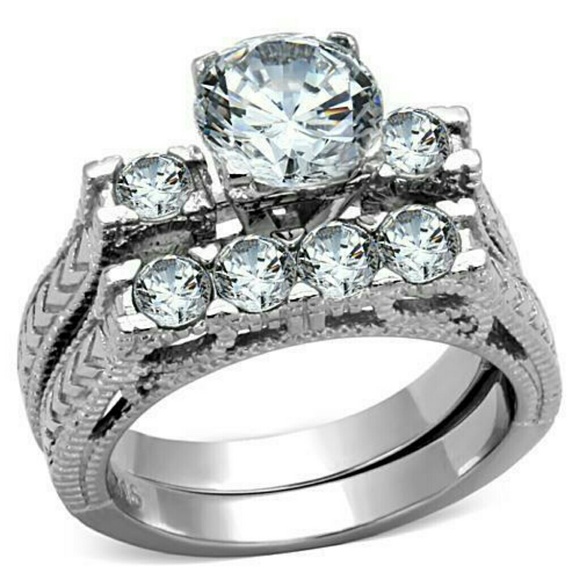 Stainless Steel Antique Style Wedding Set - NWOT
