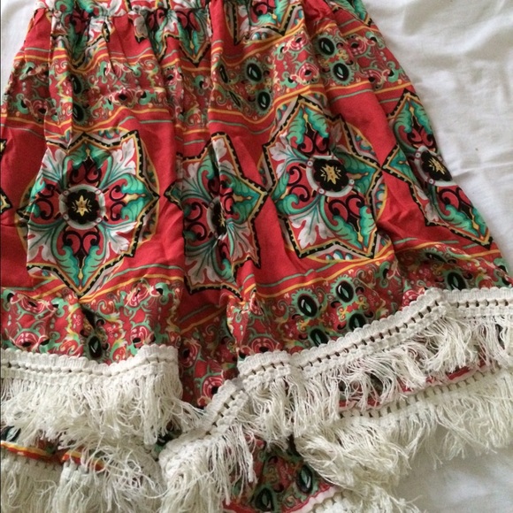 LF coral print fringe romper - Picture 2 of 4