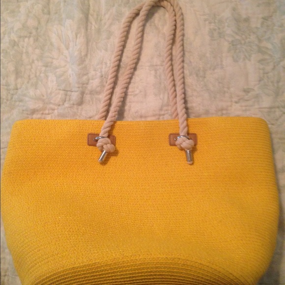 Kelly and Katie Yellow Straw Beach Bag