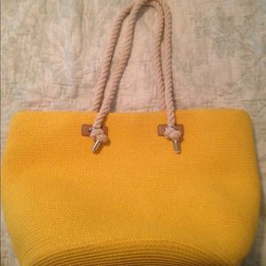 Kelly and Katie Yellow Straw Beach Bag