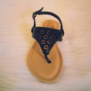 Kids Black Thong Sandals