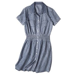 Denim Poka Dot Dress White/Blue casual or sundress