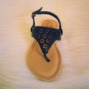 Kids Black Thong Sandals