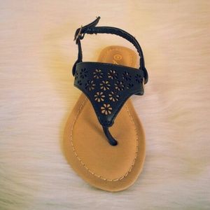 Kids Black Thong Sandals