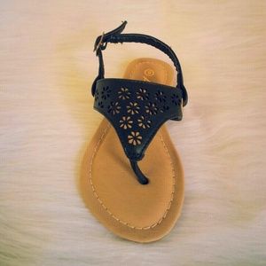 Kids Black Thong Sandals