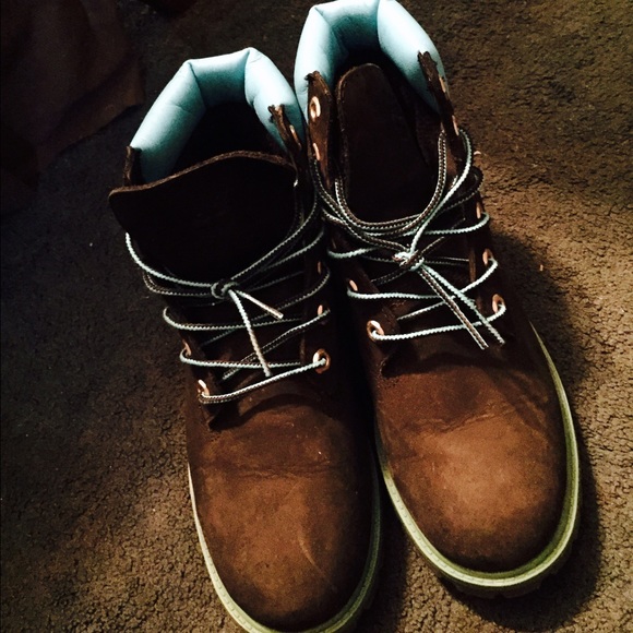 Black & light blue Timberlands