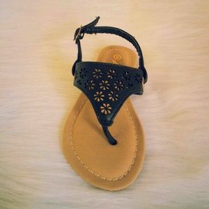 Kids Black Thong Sandals