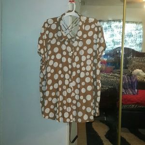 Blouse  brown ,tan pokee dotted with design in upp