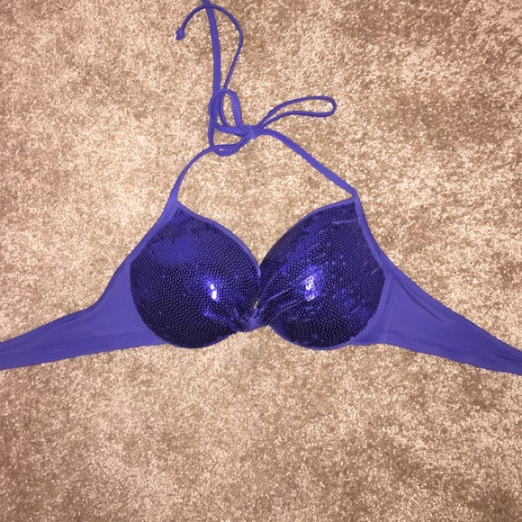 sparkly blue swimsuit top
