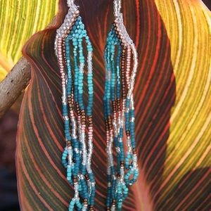 Beaded tribal dangle earrings