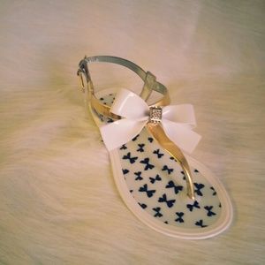 Kids White Bow Jelly Sandals