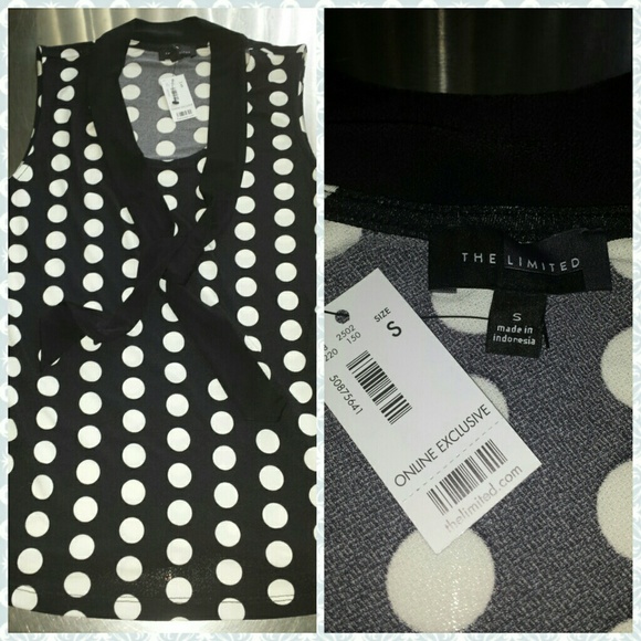 The Limited Black/White Sleeveless Shirt NWT - Picture 2 of 2