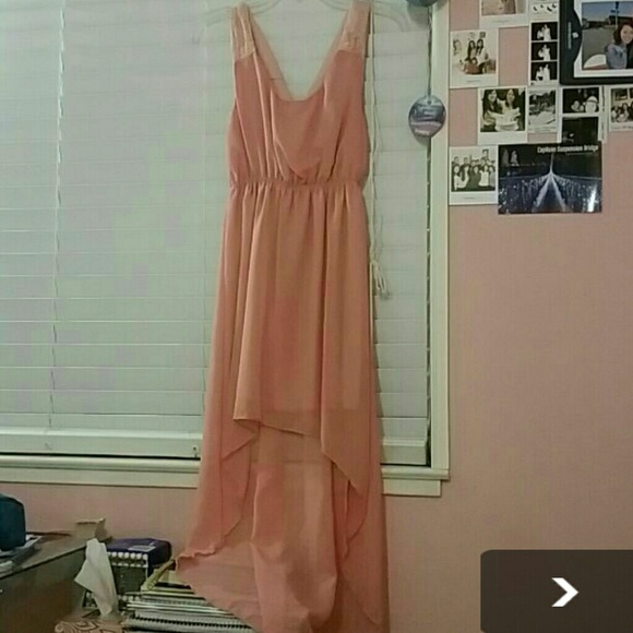 Coral pink high low dress
