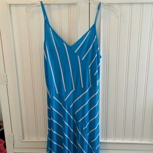Aqua Blue Striped Maxi Dress