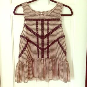 Free People sheer peplum top with cut out