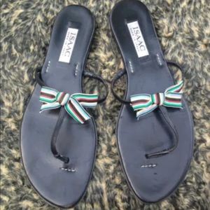 Isaac Mizrahi Sandals all leather with bow size 10