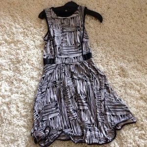 Casual Couture Small Faux Leather Trim Dress