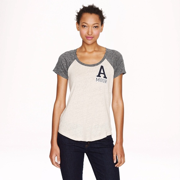 JCrew Linen Baseball Tee in Amour - M