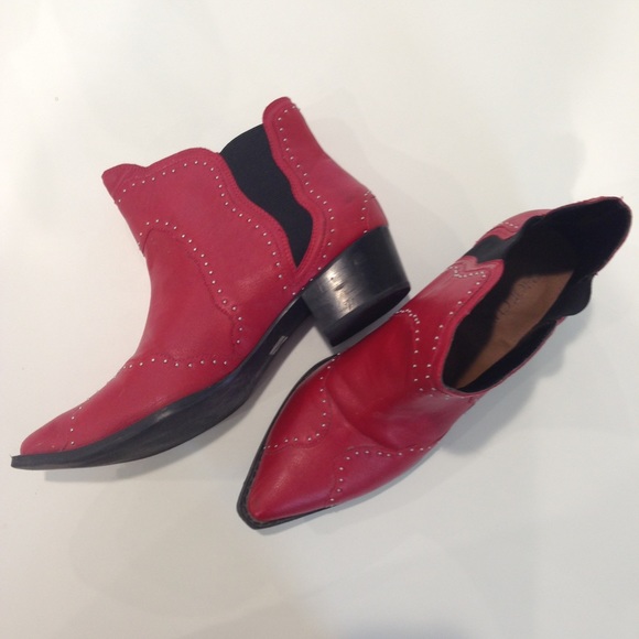 Red studded Cowgirl Booties
