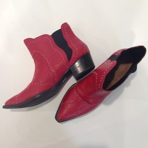 Red studded Cowgirl Booties