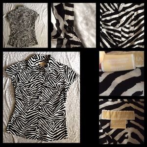 Adorable zebra print MK button down shirt