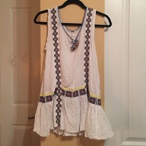 FREE PEOPLE white tribal shirt