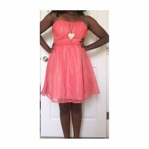 Peach with gold sparkle dress