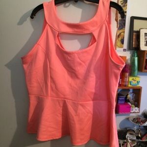 Coral peplum blouse