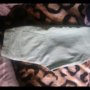 mint green skinny jeans