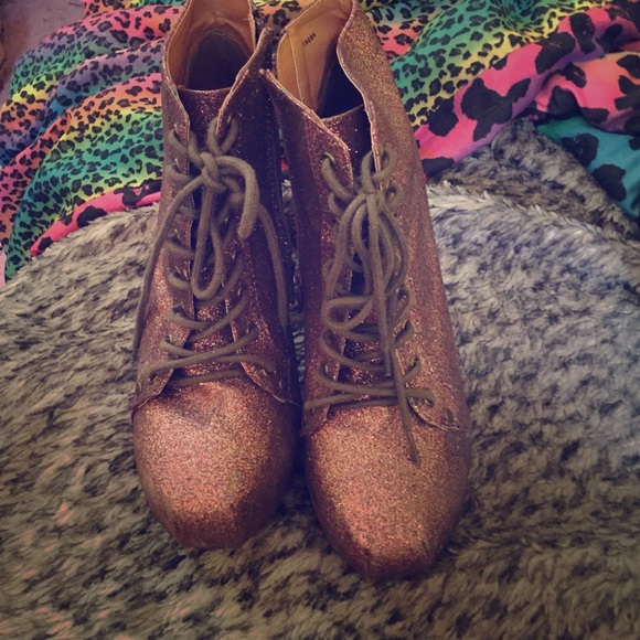 Pink glitter Charlotte Russe booties