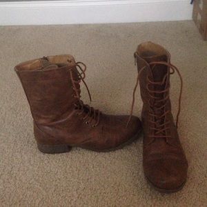 Brown combat boots