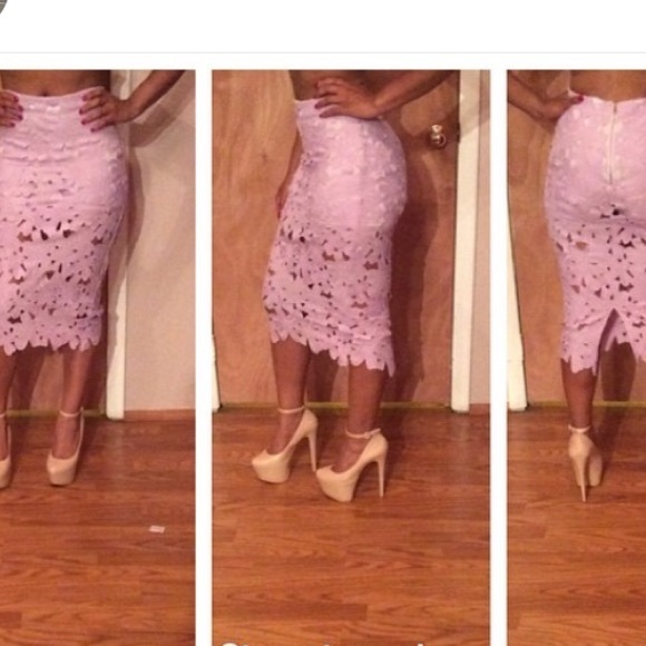 Pink lace skirt