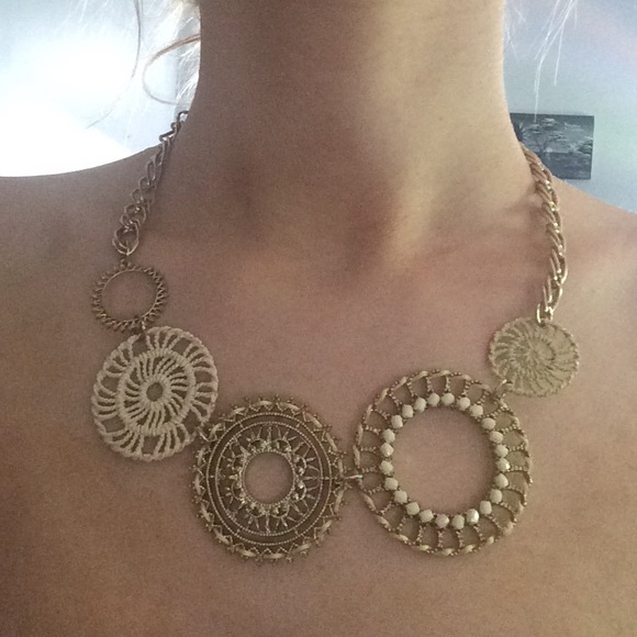 Gold circle statement necklace