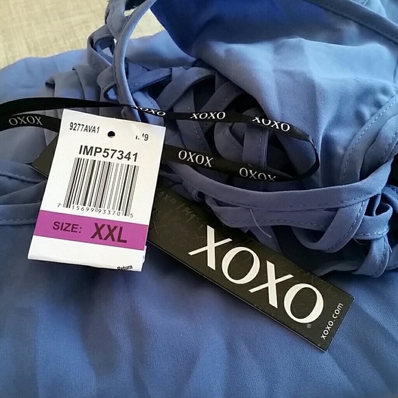 XOXO blue jumpsuit with zigzag collar - Picture 2 of 2