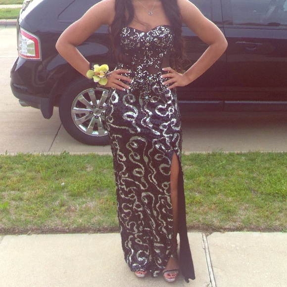 Black and Silver Prom Dress