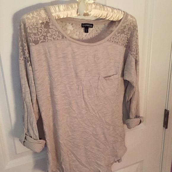 Express Tops - Express cream lace quarter sleeve top