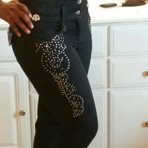 High waisted blinged out jeans