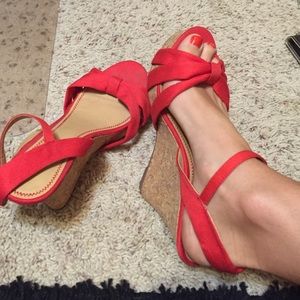 Super cute red wedges