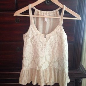 Lace cream tank