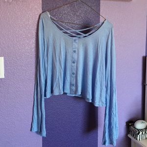 Blue bell sleeves crop top