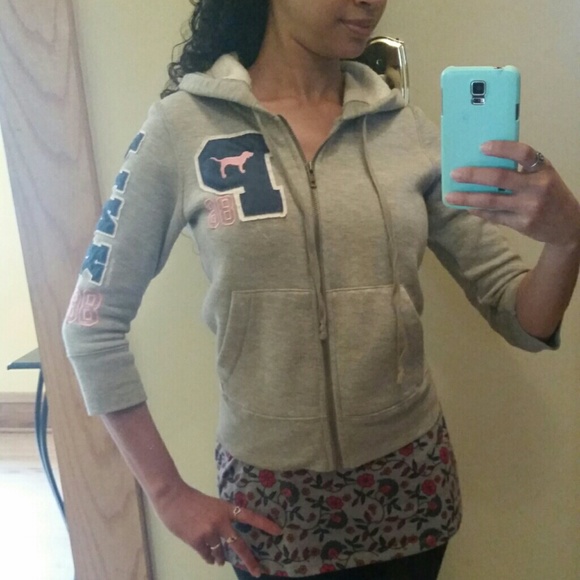 Victoria's Secret Pink hoody in heather grey XS - Picture 3 of 3