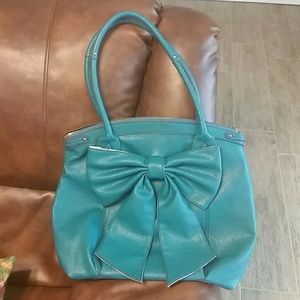 Teal Jessica Simpson bow chic tote