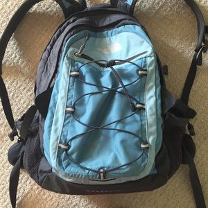 North Face Borealis blue and grey backpack