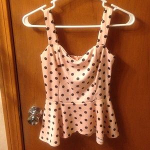Polka dot peplum tank