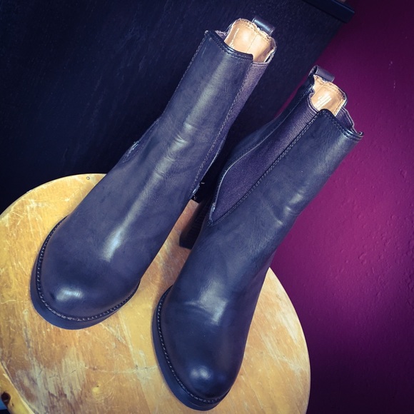 Brown leather heeled Chelsea Bootie from LOFT