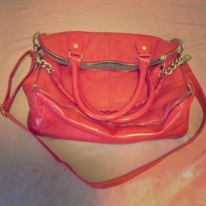 SOLD ！ Red faux leather multi way bag