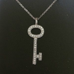 Beautiful silver key necklace cz. Pave set.